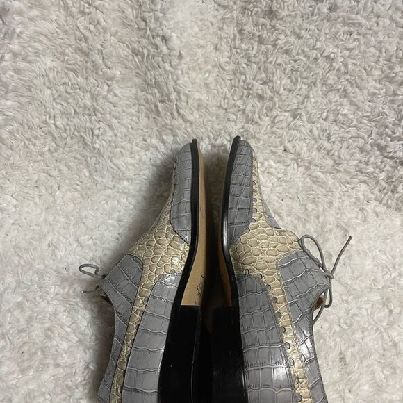 Moretti leather light gray and beige patent shoes square toe gently used SZ13 - Picture 6 of 10